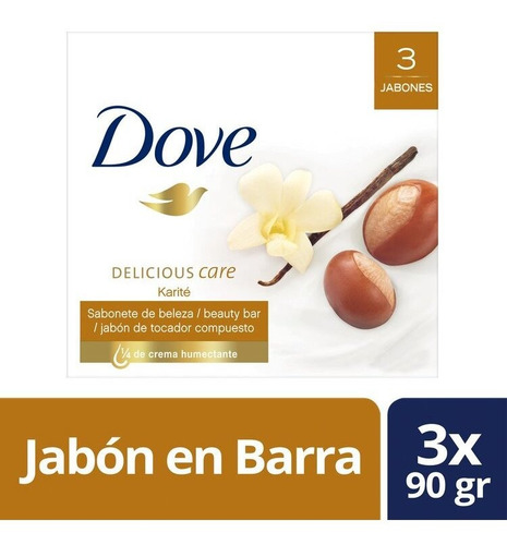 Jabón En Barra Dove Karité Y Vainilla 3 Un De 90 G