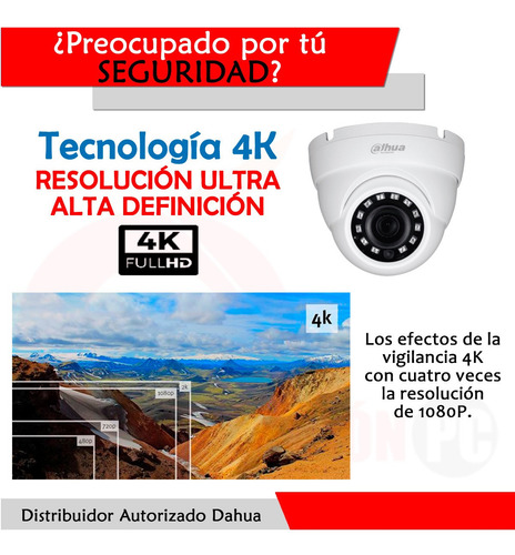 Cámara Domo 4k Eyeball Dahua Hdw1801m Hdcvi Tvi A Hd Y Cbvs