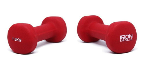 Set Mancuerna Neopreno Par 1 Y 1.5 Kg Amarilla Y Roja Pesas Color Multicolor