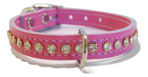 6087-pk14 Cuero Collar De Perro De La Joya Pink Tachonado, 1