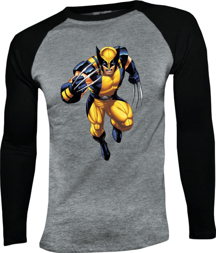 Camiseta Wolverine Manga Larga Camibuso Raglan