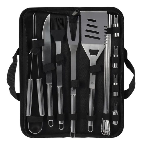 Jogo Para Churrasco 16 Peças Aço Inox Belfix Com Estojo
