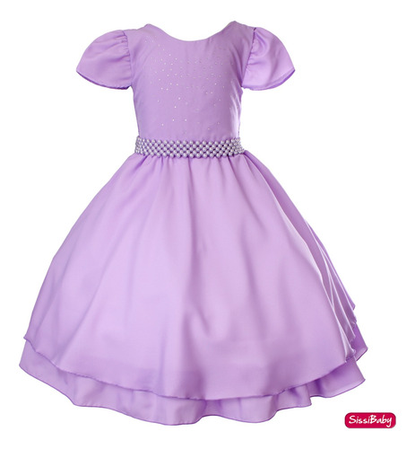 Vestido Infantil Lilás Rapunzel Sofia Festa Princesas