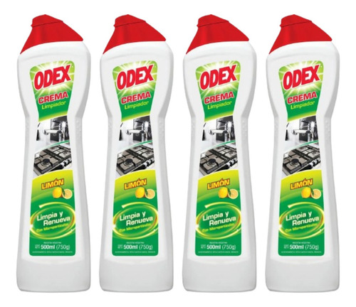 Odex Limpiador Cremoso Limpia Y Renueva Limon 500ml Pack X4