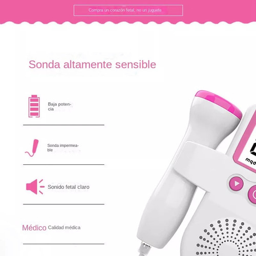 Doppler Fetal Monitor Para Bebe Escuchar Latidos Bebe Rosa