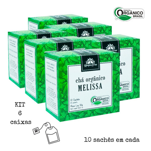 6 Chá De Melissa Pura 100 % Folhas 10 Sachês - Org. E Cert