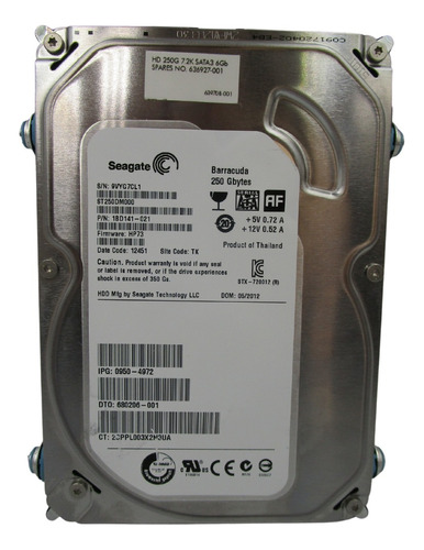 Disco Duro Interno Seagate 250gb 3.5¨ 7.2 K1bd141-021  (Reacondicionado)