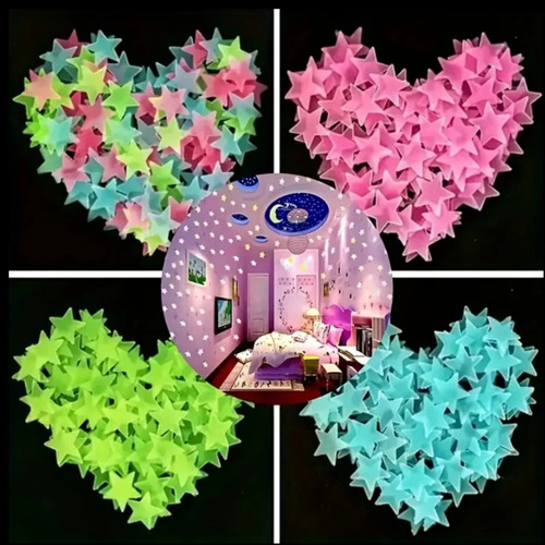 Set 200 Estrellas Luminosas Fluorescentes Adhesivas Brillan