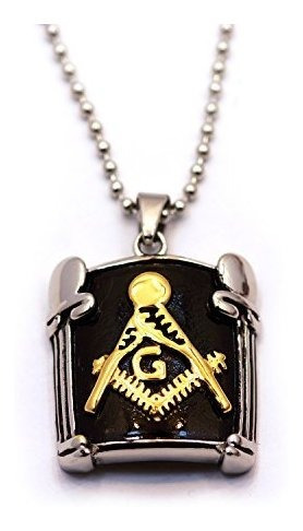 Masonico Intercambio Negro Y Dorado Collar Con Colgante Dobl