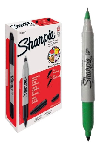 Marcadores Sharpie Doble Punta Twin Tip Verde 12u 1812775 Ct