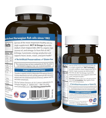 Carlson Labs Mct Y Omega 3 120+30 Softgels Sabor Sin Sabor