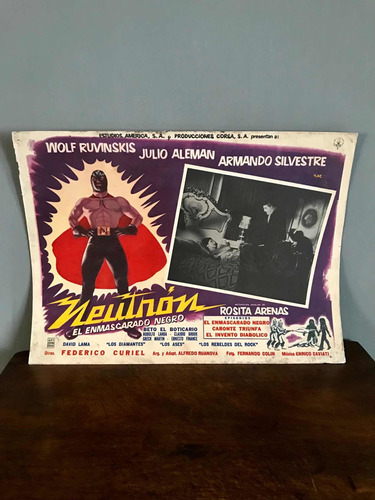 Antiguo Cartel De Cine Película Neutron El Enmascarado Negro