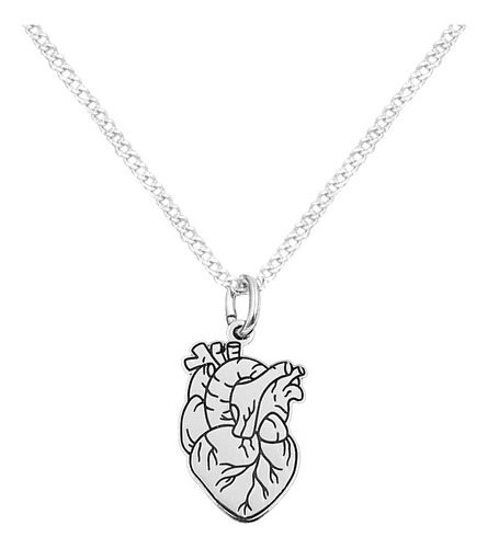 Dije Y Cadena Corazon Anatomia  Plata 925 Envio Gratis