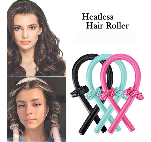 Barra Rizadora Satinada Sin Calor Lazy Curler Diadema Make H Color Plateado