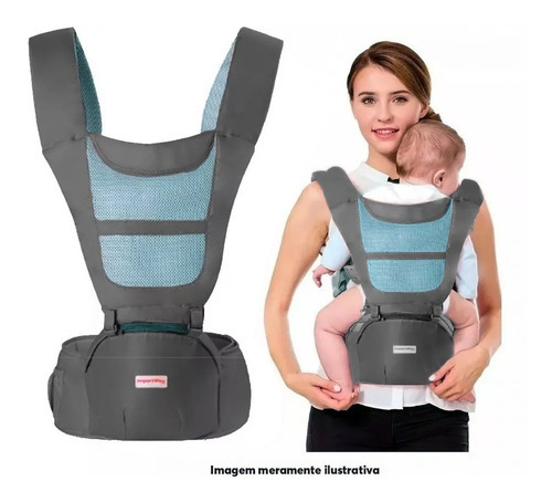 Canguru Bebê Ergonômico Bolsa Mochila Com Assento Baby Cinza