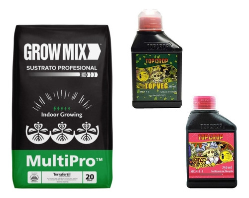 Sustrato Growmix Multipro Perlita 20lt Indoor Con Top Crop