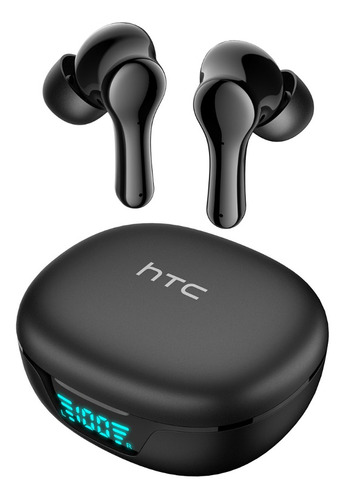 Audífonos in-ear gamer inalámbricos HTC TWS12 negro con luz LED