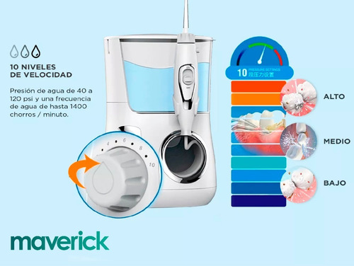 Imagen 4 de 8 de Irrigador Bucal Maverick Water Blanqueador Dental+kit Puntas