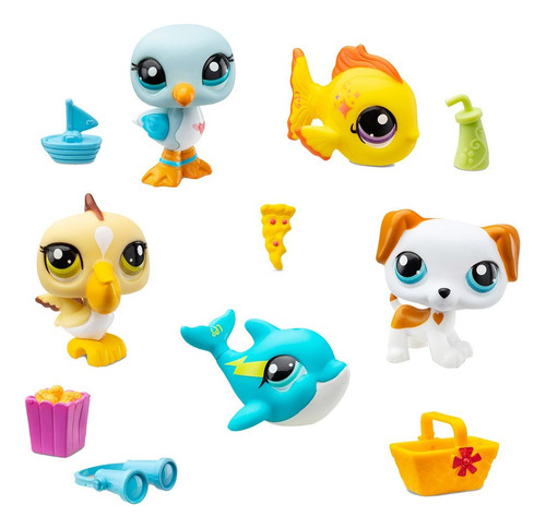 Littlest Pet Shop Set 5 Fig En La Playa + Tarjeta Int 00517