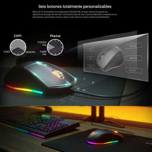 Imagen 7 de 10 de Mouse Gamer Cougar Minos Xt Negro / Rgb