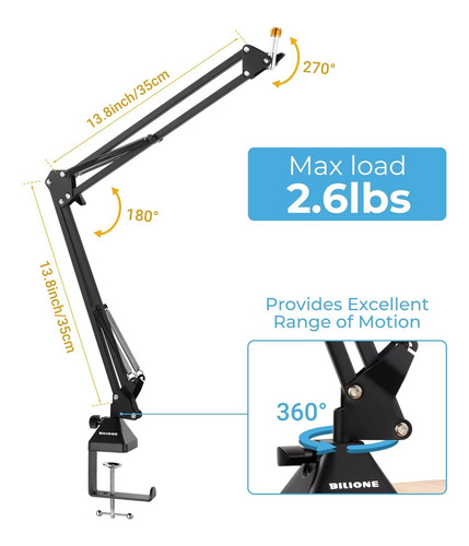 Soporte Brazo Microfono At2020 Espuma Bilione Abrazadera