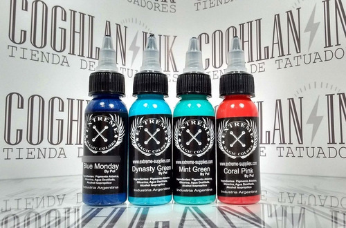 Imagen 7 de 10 de Set Tattoo Extreme 5 Tintas X 1oz = 5 Oz Tatuajes Tatuar