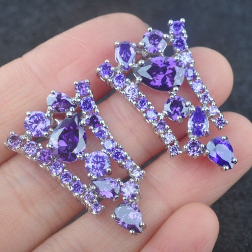 Piedra Preciosa Granate Amatista Púrpura Para Mujer Joyas De