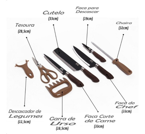 Faca Japonesa Chef C/ 8 Un Cozinha Legumes Afiada