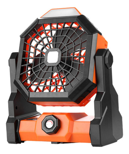 Ventilador De Camping Con Linterna Led, Ventilador Naranja