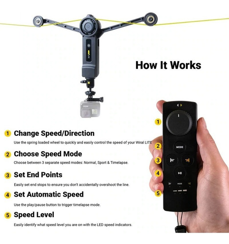 Wiral Lite Cabo Motorizado Filmagem Video= Drone Dolly Slder