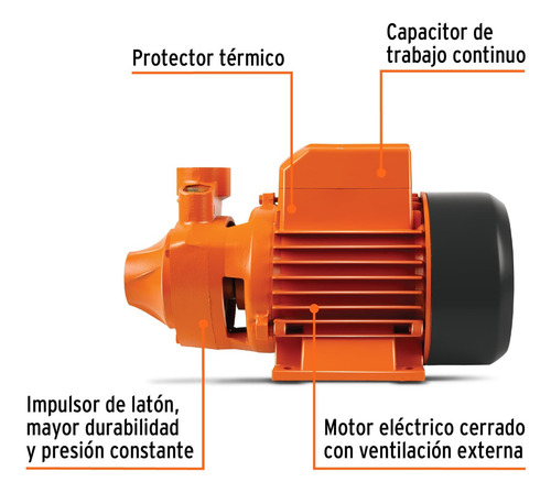 Bomba periférica Truper BOAP-1/2 0.5hp color naranja 60Hz 127V