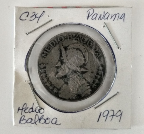 Moneda De Panamá Medio Balboa 1979 Error De Giro C34