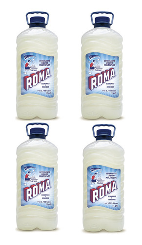 Roma Detergente Líquido Multiusos 4 Botellas De 1 Galón