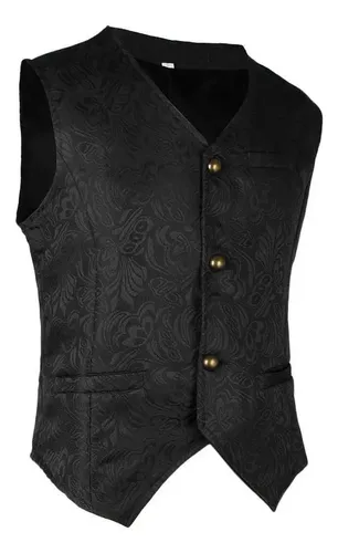 Chaleco Medieval Para Hombre Sin Mangas - Cuello Alto, Estilo Gótico, De Poliéster, Para Ropa Casual O Disfraces