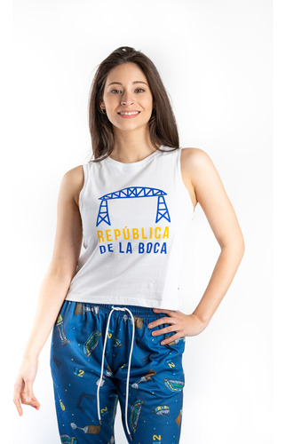 Remera Mujer Sin Mangas Boca  Republica De La Boca 