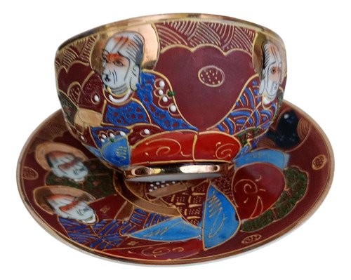 Juego De Té Cáscara De Huevo Porcelana Japonés Para 6 Marrón Floreado (Usado)