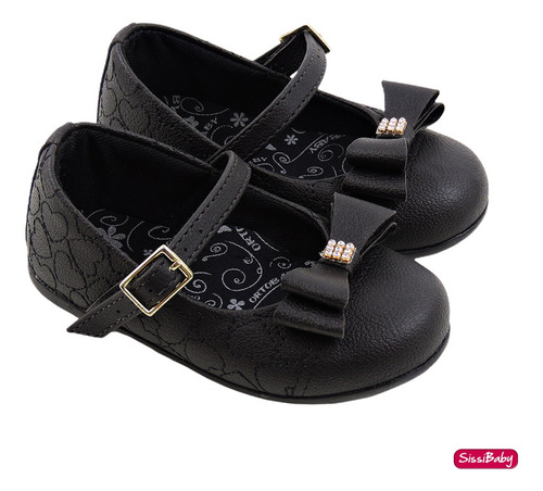 Sapatilha Infantil Preta Ortobaby Menina Boneca Daminha