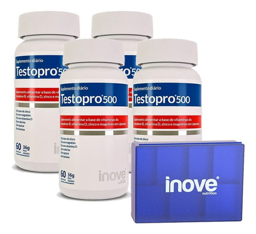 4x Testopro 500 Inove Nutrition 60 Caps 500 Mg + Porta Caps