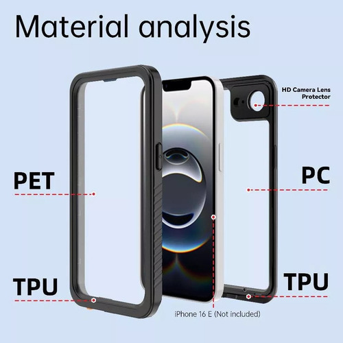 Capa Para iPhone 16e Com Protetor De Tela À Prova D'água