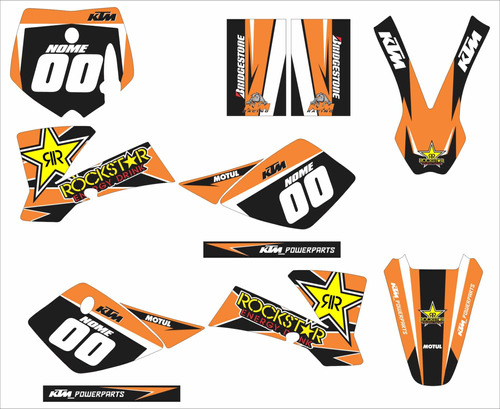 Adesivo Moto Cross Trilha Ktm 50 Sx 03-08 Rockstar Lm190