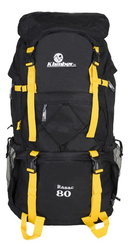 Mochila Camping Rasac 80 Litros Negro Con Amarillo Klimber