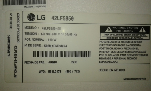 Televisor LG 42lf5850 Desarme - Mainboard - Tiras Led
