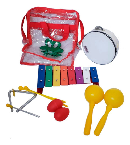 Set Percusion Infantil 5 Instrumentos + Contenedor Niños!!