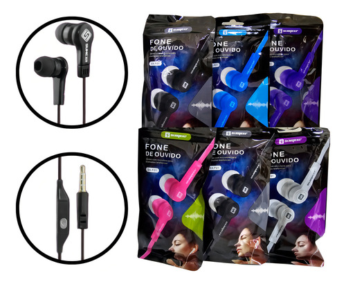 Kit 30 Fones De Ouvido Colorido Lembrancinha Atacado