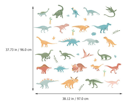 Paquete De 2 Pegatinas De Pared Para Niños Con Dinosaurios