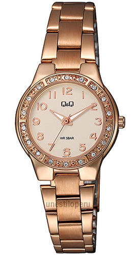 Reloj Q&q Mujer Acero Oro Rosa Casual Pulsera Original Q Q