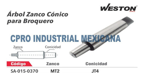 Arbol Zanco Conico Para Broquero Mt2-jt4 P