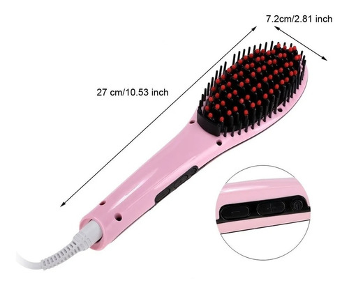 Imagen 7 de 8 de Cepillo Alaciador Cabello Peine Plancha De Ceramica Caliente
