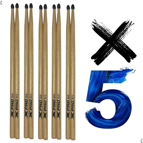 Kit 05 Pares De Baqueta X-pro 5an 5ax-pro El Em Nylon