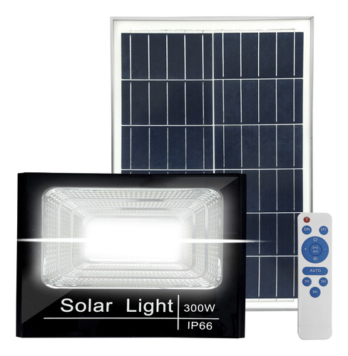 Reflector Led 300w + Panel Solar Exterior Con Control Remoto